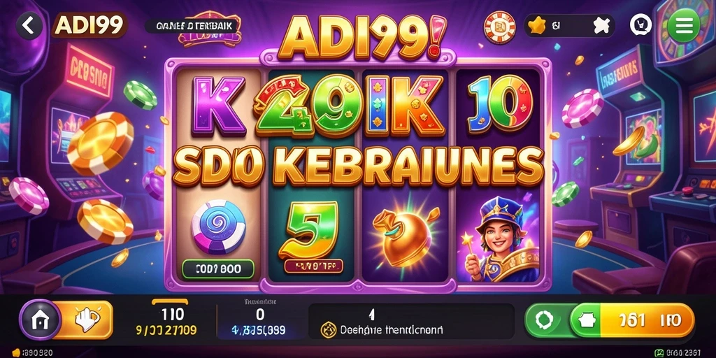 Screenshot gameplay ADI99 menampilkan simbol slot yang beraneka ragam.