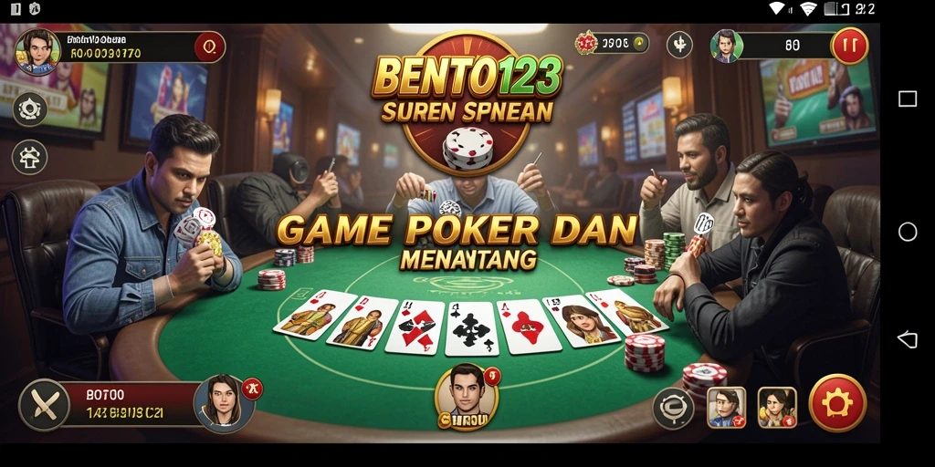 Screenshot menunjukkan aksi seru dalam permainan Poker BENTO123.