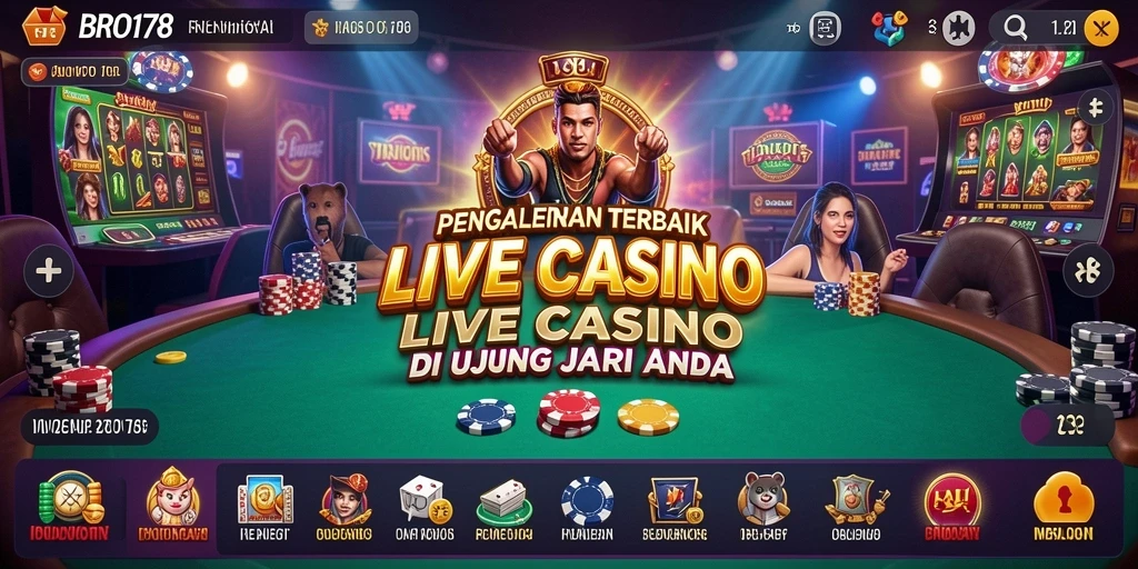Screenshot gameplay Live Casino BRO178 yang menampilkan dealer profesional dan meja permainan.