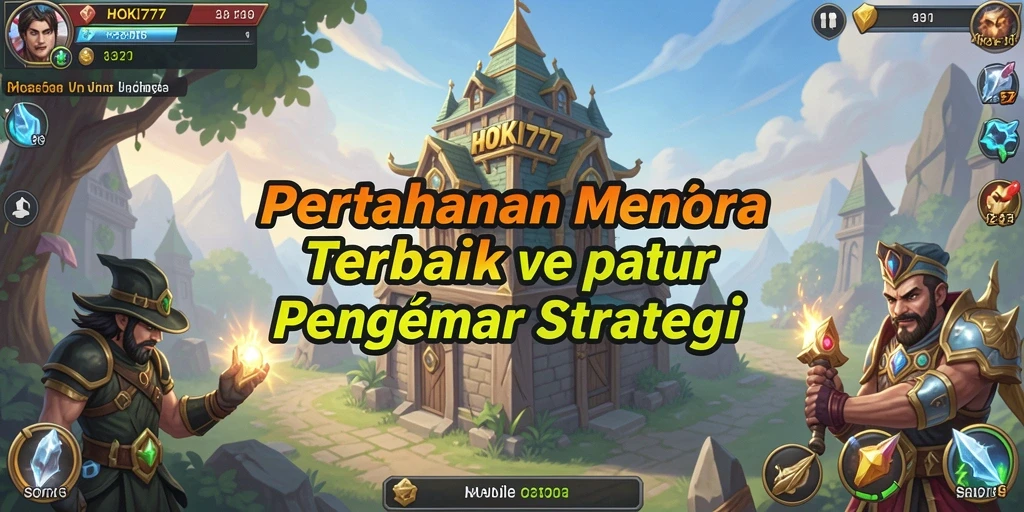Tampilan gameplay HOKI777 yang menarik dengan menara dan musuh beragam.