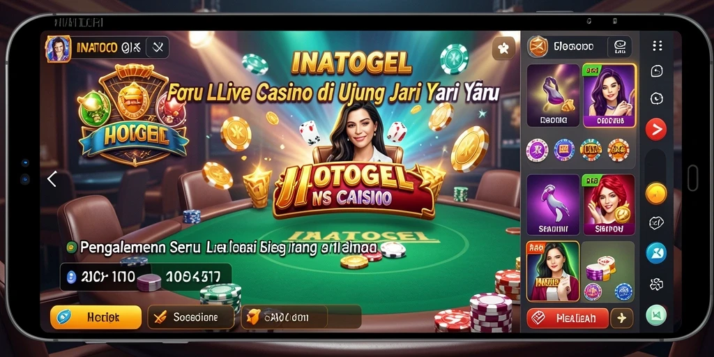 Screenshot INATOGEL menunjukkan dealer live dalam permainan kasino yang mendebarkan.