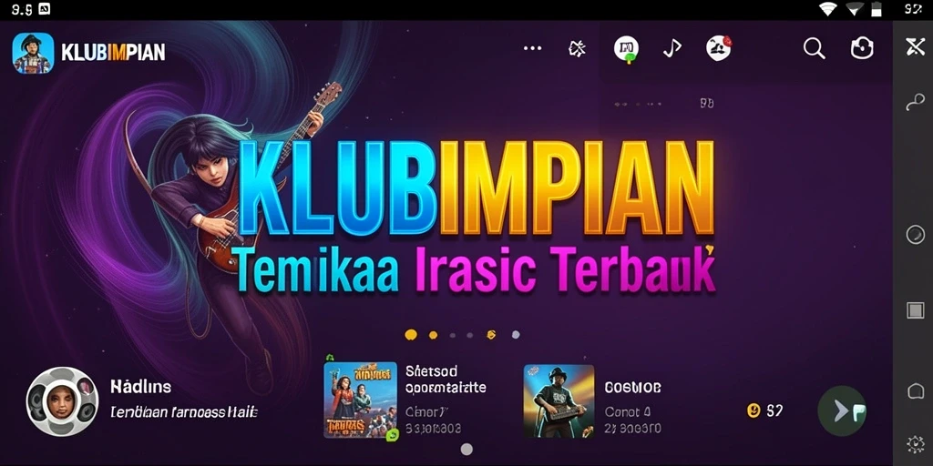 Tampilan gameplay KLUBIMPIAN yang penuh warna dan dinamis.