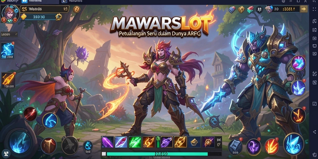 Menampilkan aksi seru dalam gameplay ARPG MAWARSLOT.