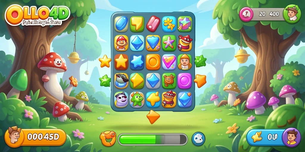 Gameplay memukau dalam OLLO4D dengan tantangan Match-3.