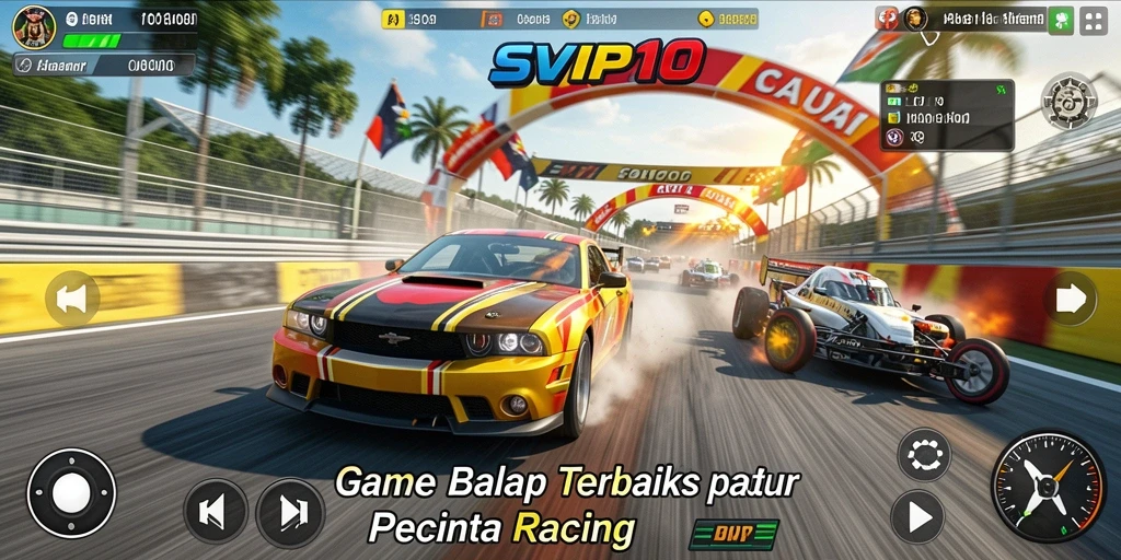 Tampilan gameplay SVIP10 yang mendebarkan dan penuh aksi balap.