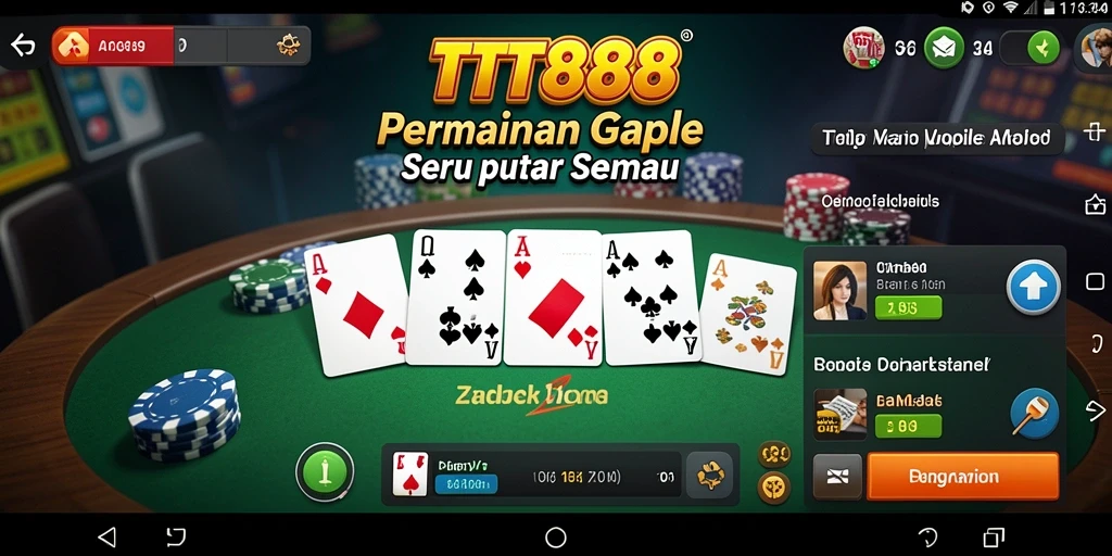 Tampilan gameplay TTT888 dengan suasana permainan Gaple yang menarik.